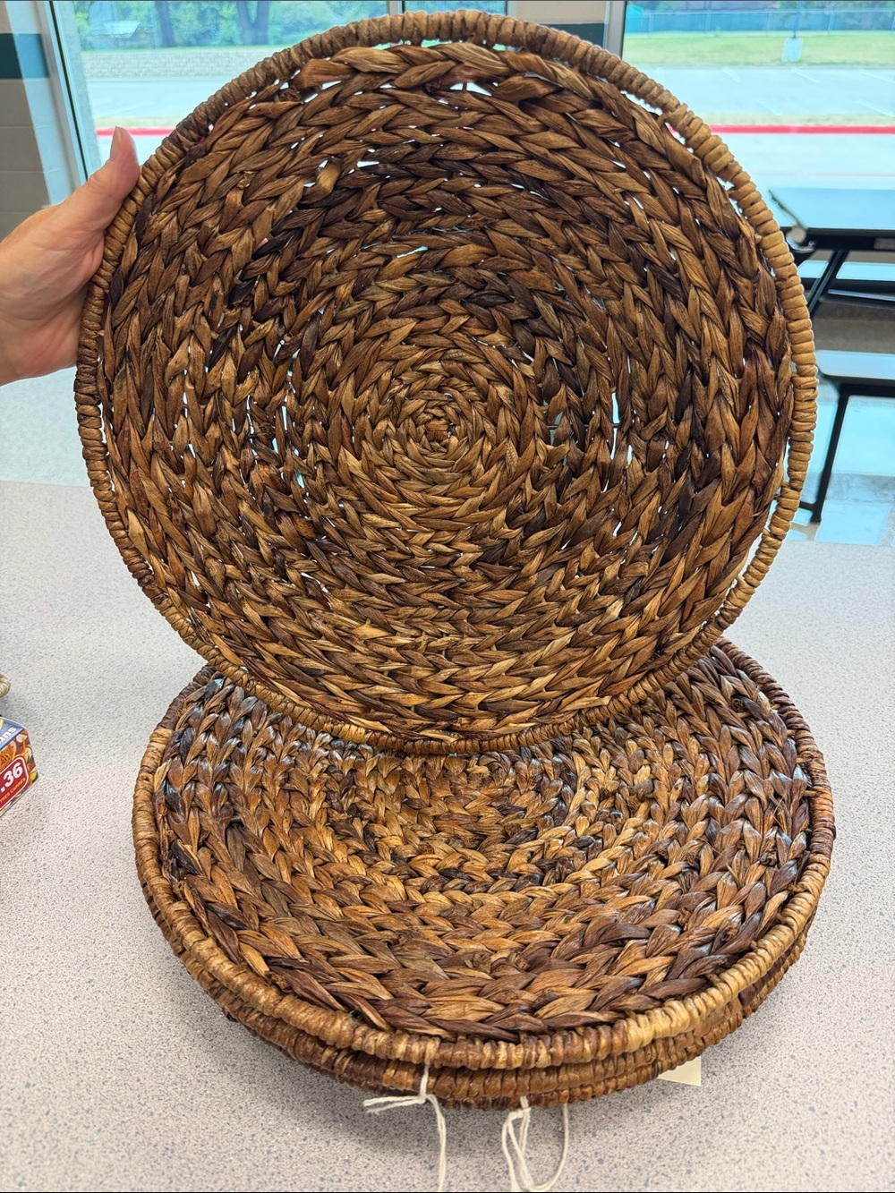 Pottery Barn Braided Seagrass Charger Plates - Brown
